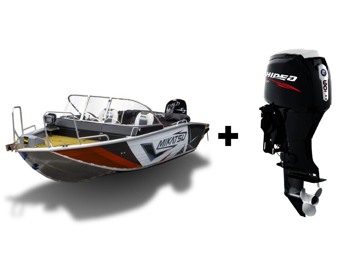 Купить Комплект Алюминиевая лодка (катер) Mikatsu (Микатсу) 475 (Z43) Premium + мотор Hidea HDEF60FUEL-T EFI