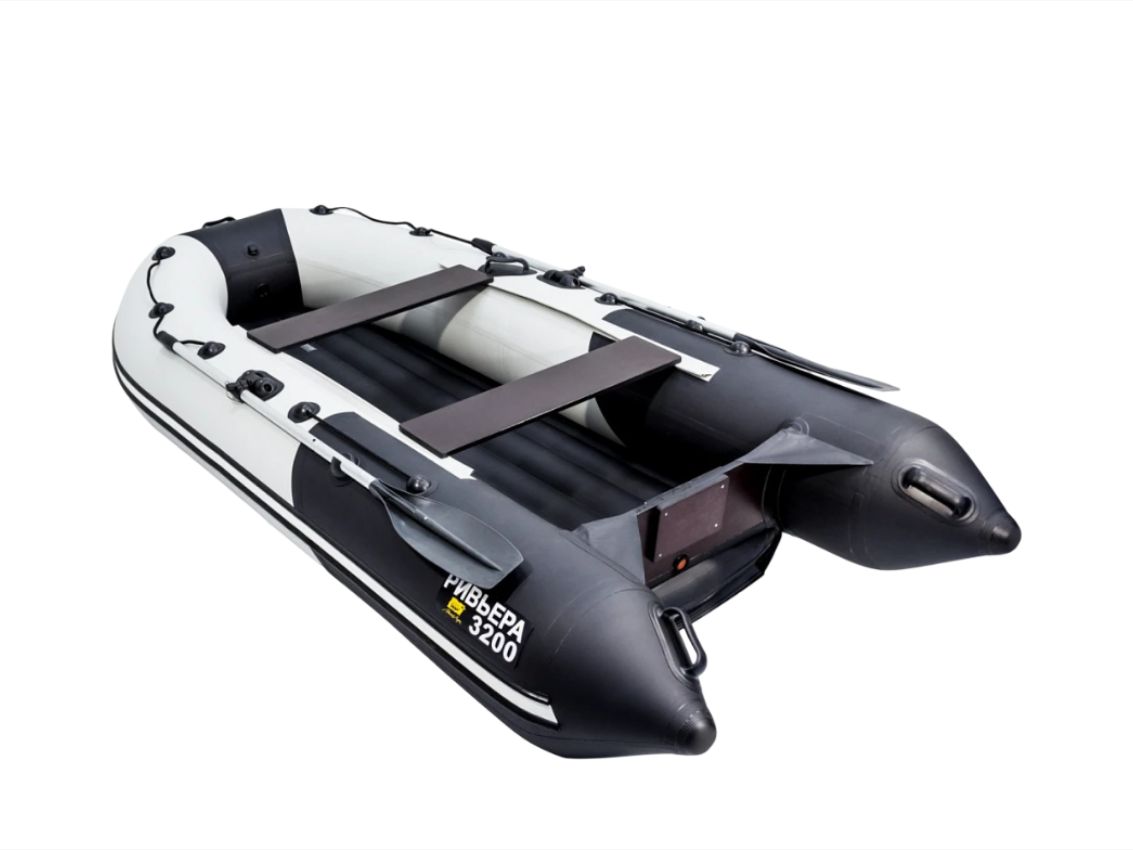 Купить Лодка ПВХ РИВЬЕРА Компакт 3200 нднд "комби" светло-серый/черный